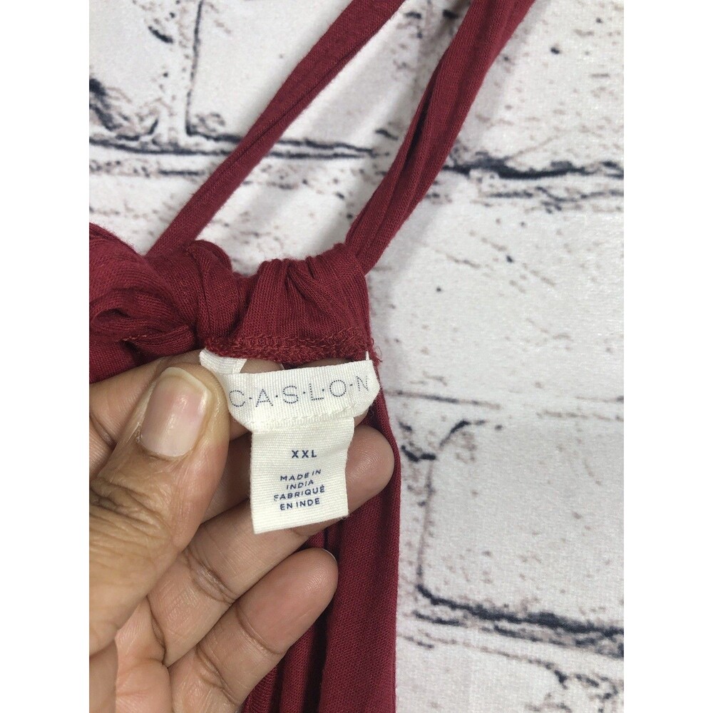 Caslon Women's Maxi Dress Halter Neck Tiered Knit Maroon Red XXL - Picture 4 of 7